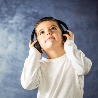 child in headphones