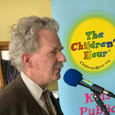 an Einstein impersonator visiting The Children's Hour studio