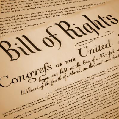 A photo of the Bill of Rights document