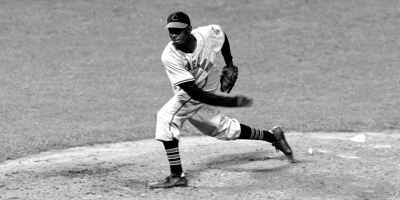 Satchel Paige pitching for the Yankees