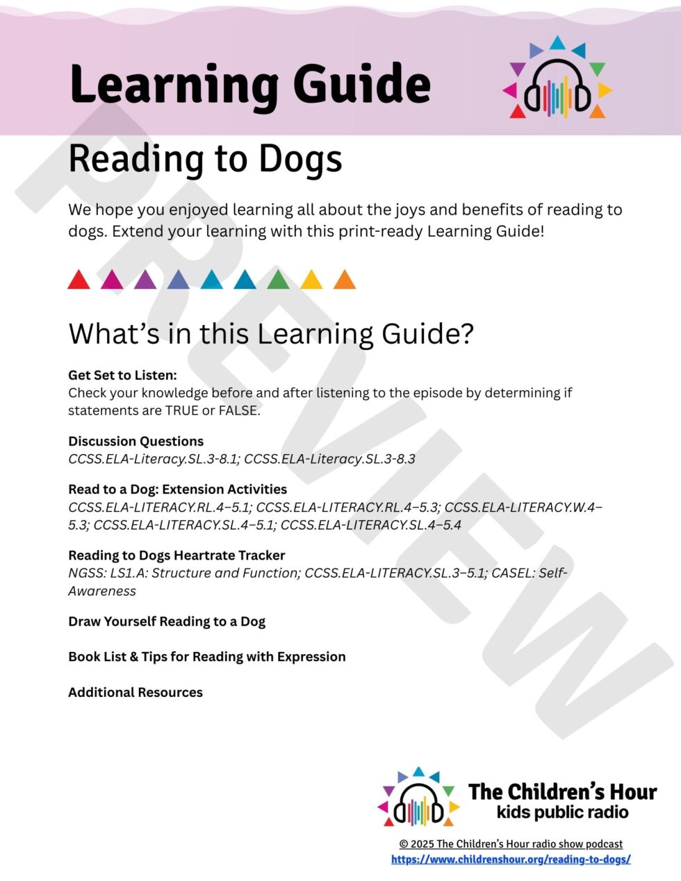 Dogs Reading Extract Reading to Dogs Learning Guide PDF - The Children's Hour